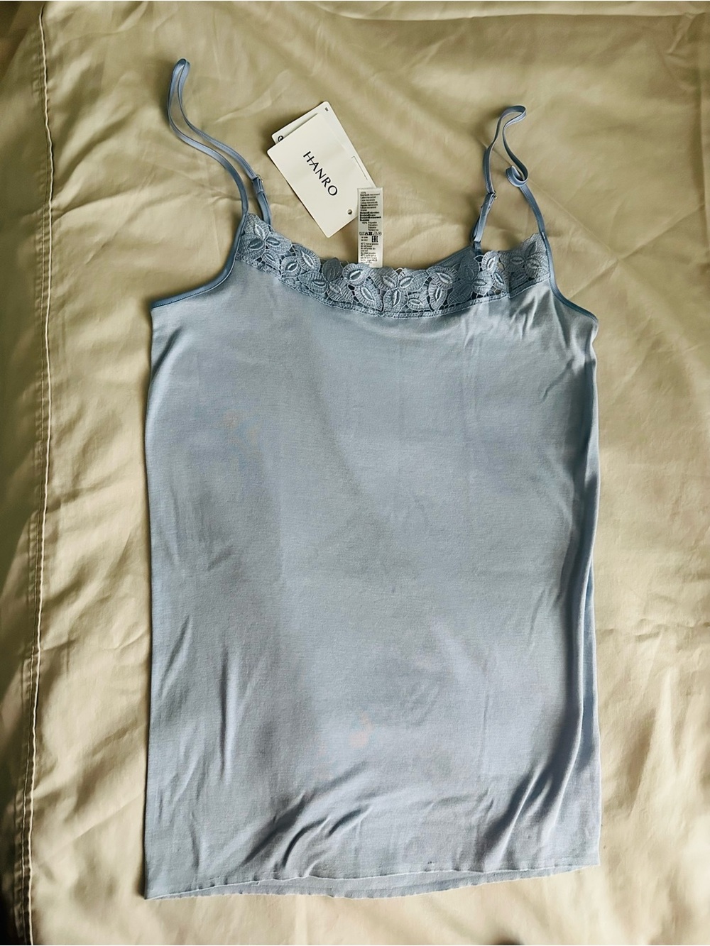 HANRO Light Blue Lace Trim Camisole